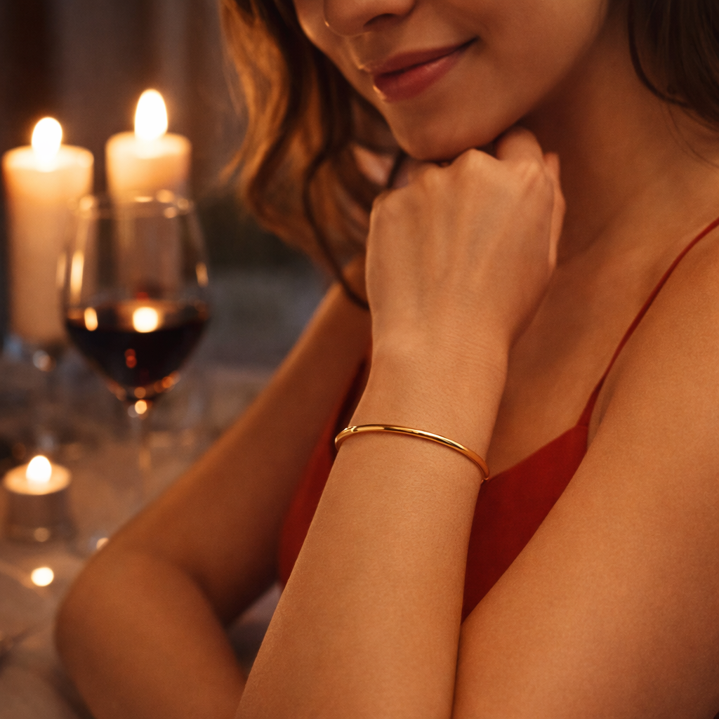 Bracelet Jonc Plaqué Or 18 Carats – Épaisseur 3 mm