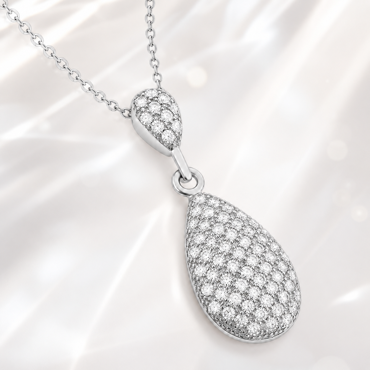 Collier goutte pavée en Argent 925 rhodié & Zirconiums – Orinae