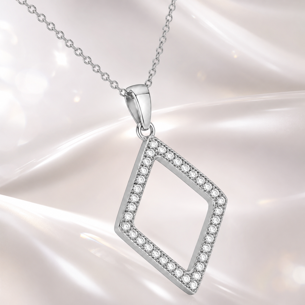 Collier Losange Zirconiums en Argent 925 Rhodié