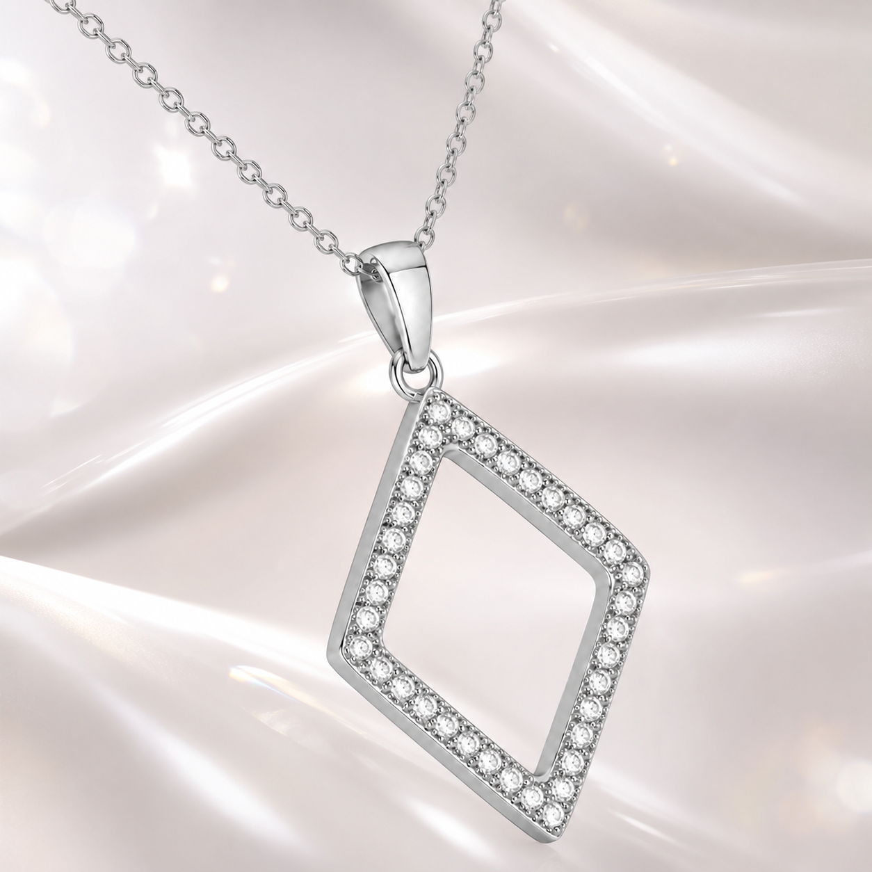 Collier Losange Zirconiums en Argent 925 Rhodié