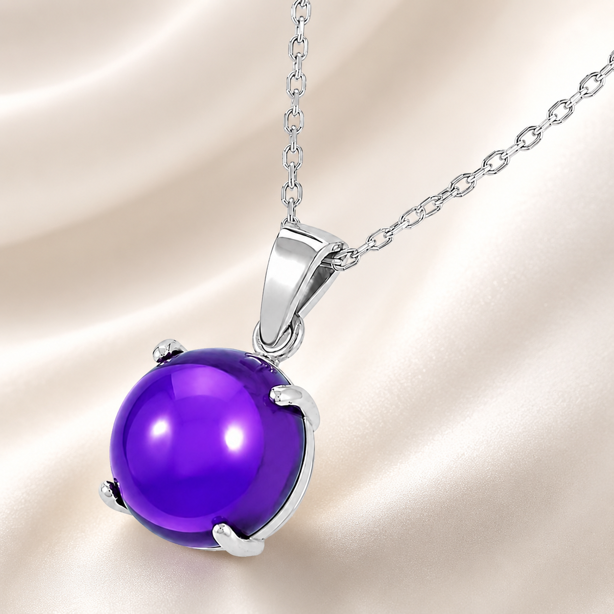 Collier Améthyste Véritable & Argent 925 Rhodié
