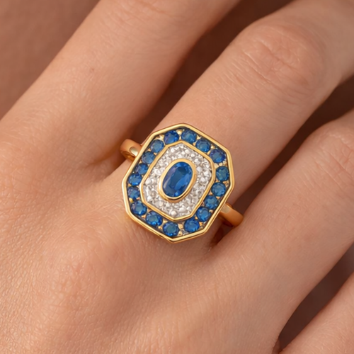 Bague Éclat Bleu – Plaqué Or 18 Carats