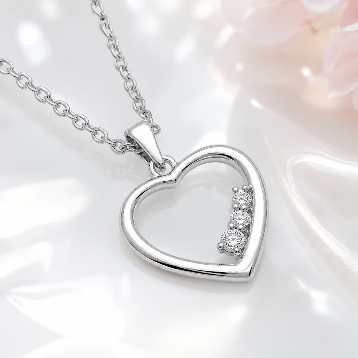 Collier Cœur Argent 925 Rhodié & Zirconiums – Orinae