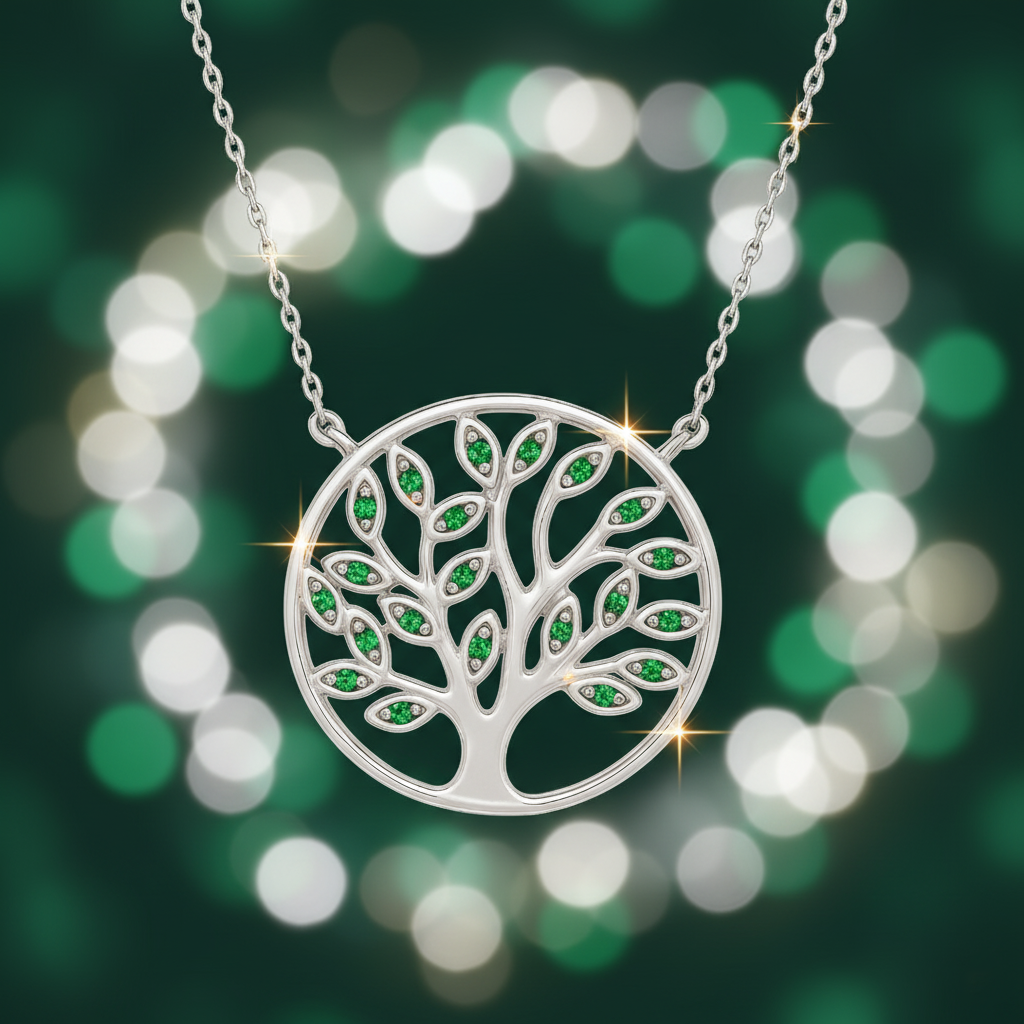 Collier Grand Arbre de Vie en Argent 925 Rhodié
