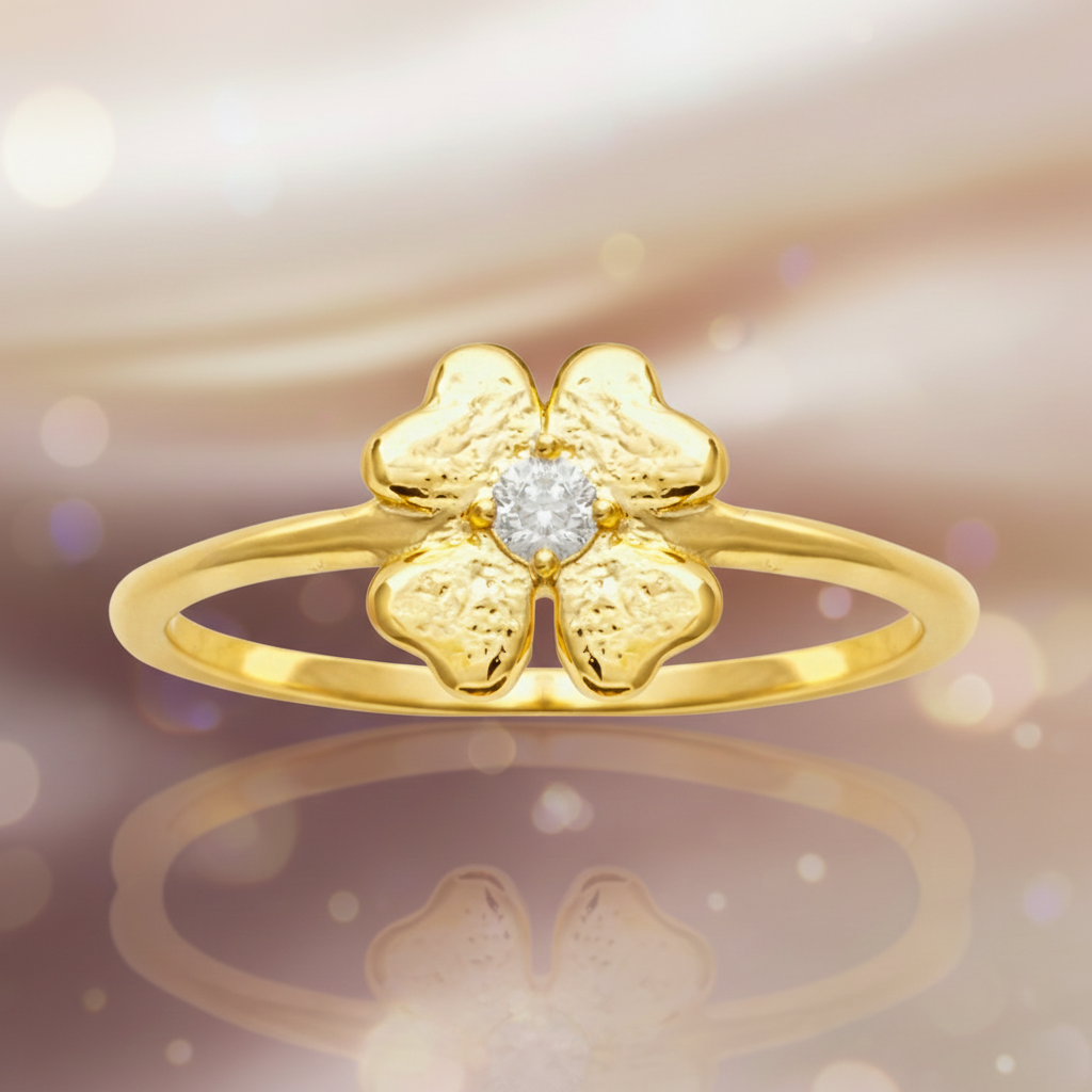 Bague Trèfle en Plaqué Or 18 Carats & Zirconium