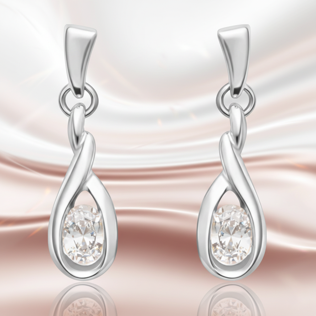 Boucles d’oreilles Argent 925 Rhodié & Zirconium – Élégance Intemporelle
