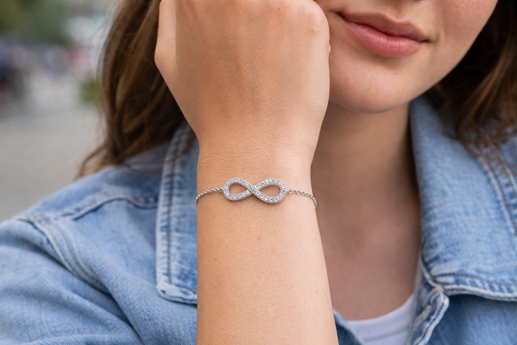 Bracelet Infini – Argent 925 rhodié & Zirconiums