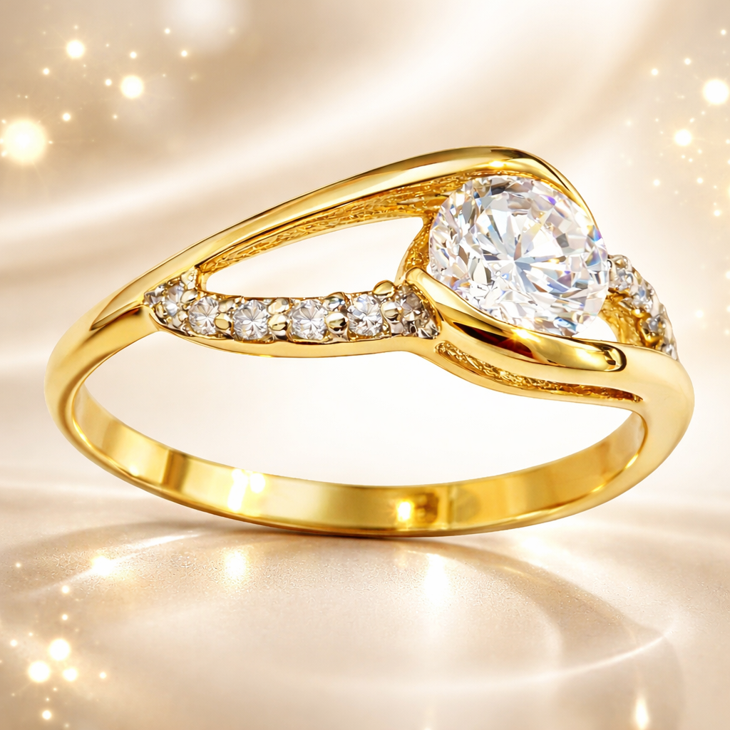 Bague Éclat – Plaqué Or 18 Carats & Zirconium