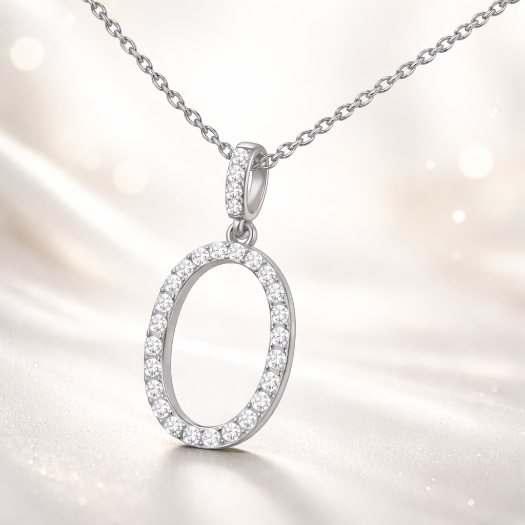 Collier Ovale Éclat – Argent 925 Rhodié & Zirconiums