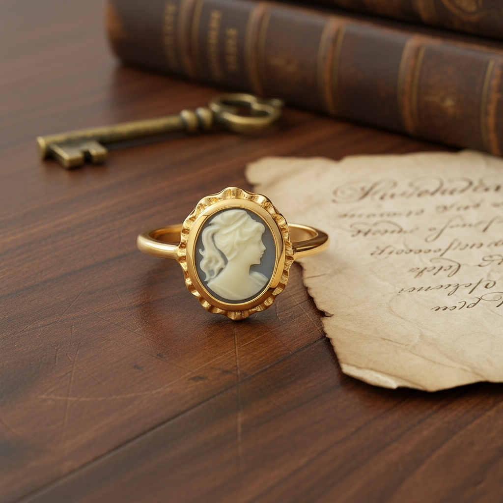 Bague Camée Bleu – Plaqué Or  | Bijou Femme Élégant & Intemporel