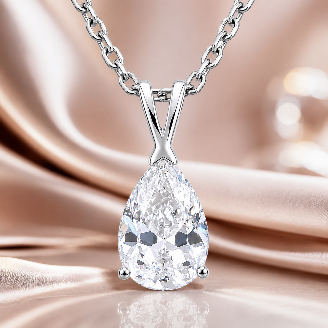 Collier Poire Éclat – Argent 925 Rhodié & Zirconium