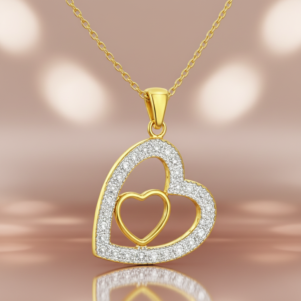 Collier Cœur Entrelacé – Plaqué Or 18 Carats & Zirconiums