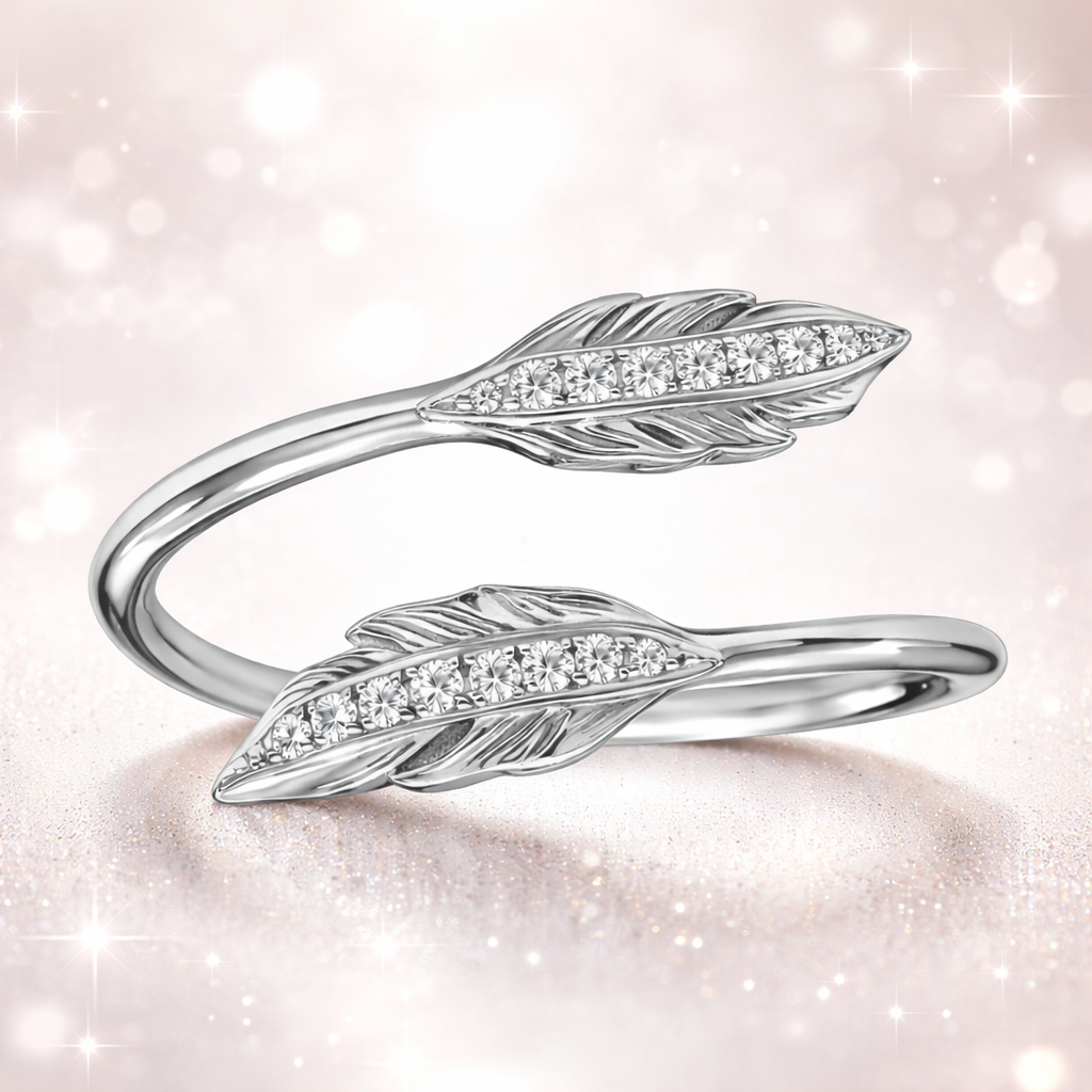 Bague Feuille Élégance – Argent 925 Rhodié & Zirconiums