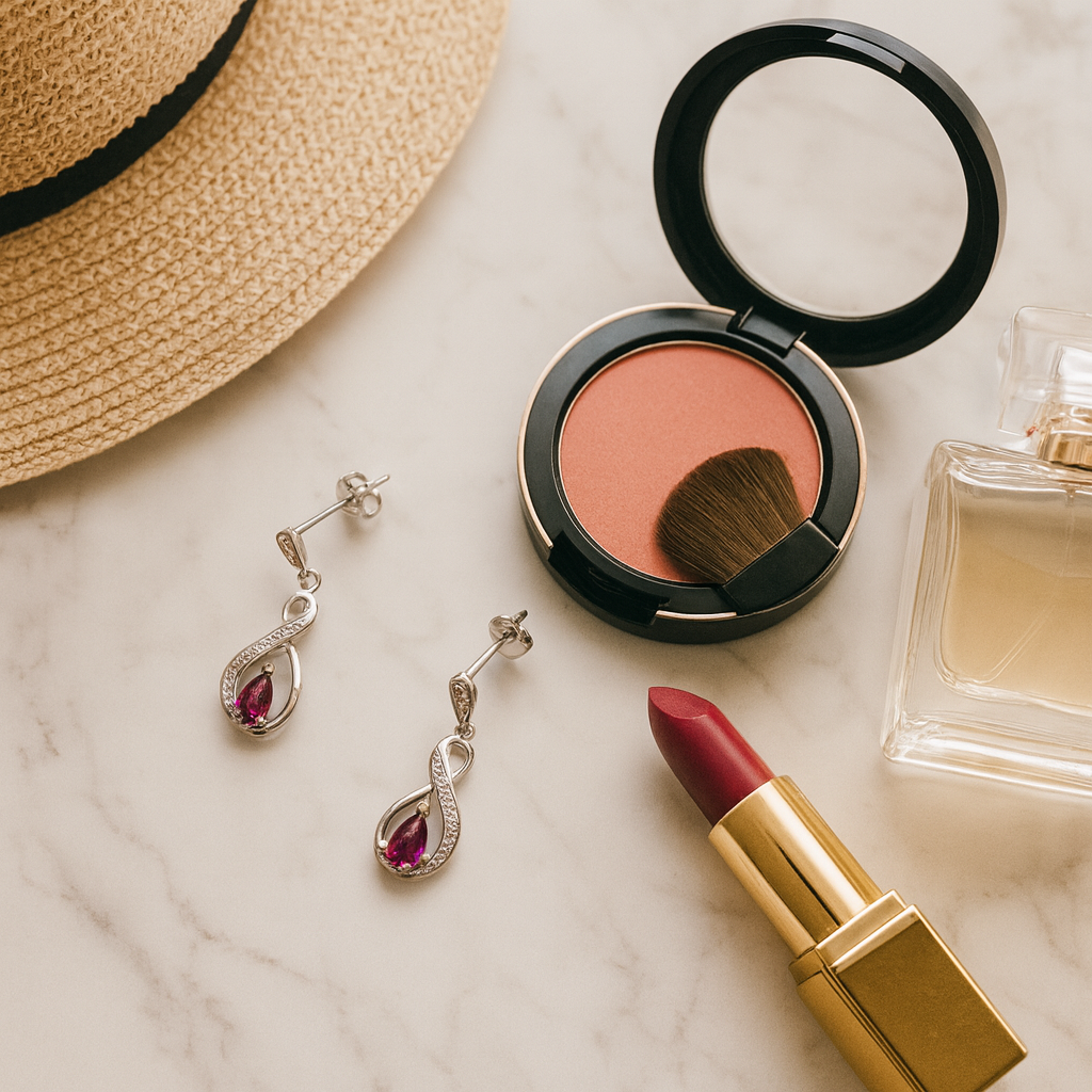 Boucles d’oreilles en argent rhodié – Zirconiums blancs & pierre rose poire | Élégance Infinity