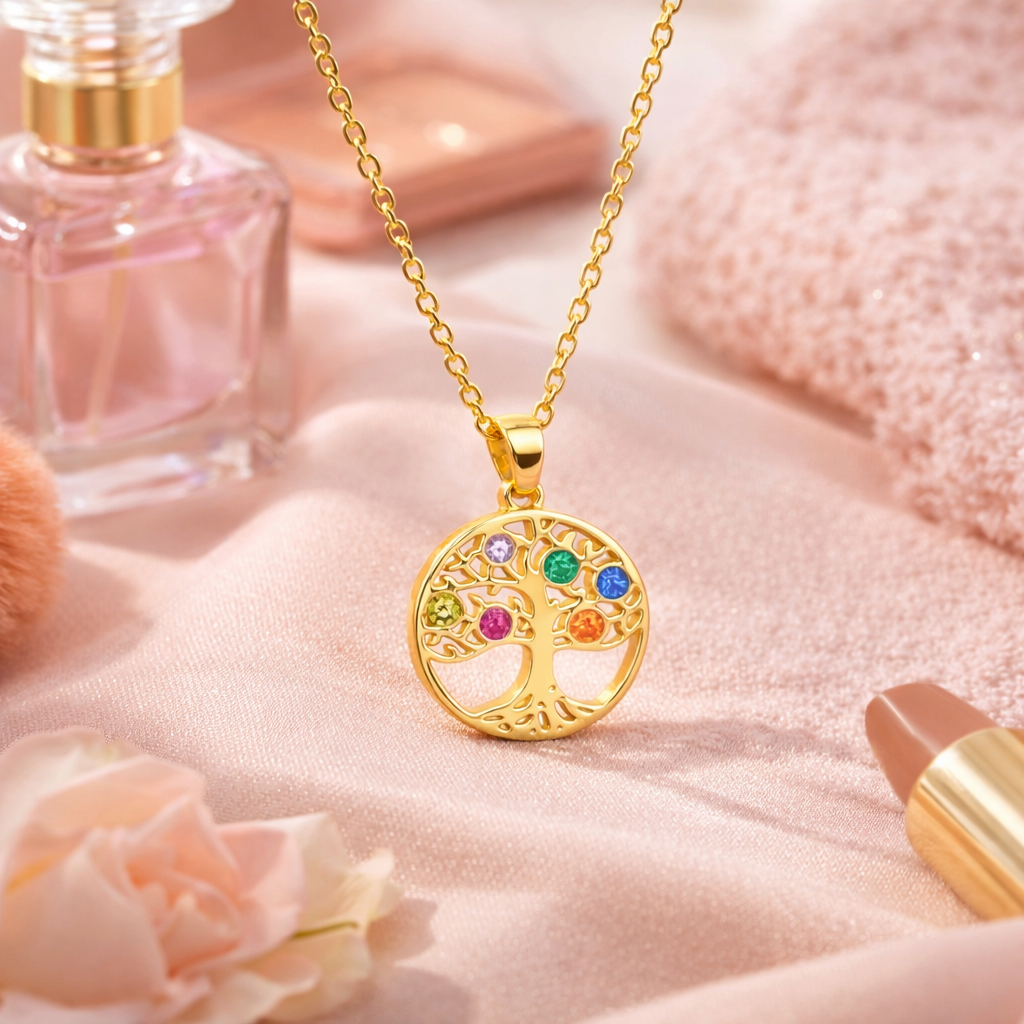 Collier Arbre de Vie – Plaqué Or 18 Carats & Zirconium