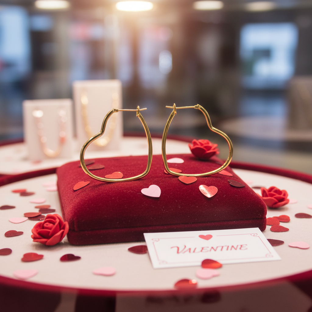 Boucles d’oreilles créoles Cœur – Plaqué or 18 carats