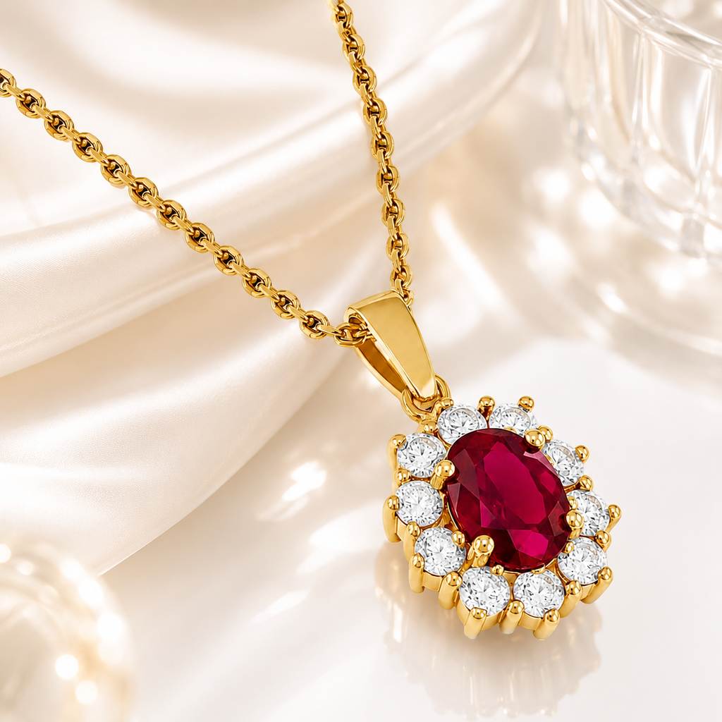Collier Ruby Élégance – Plaqué Or Jaune 18 Carats