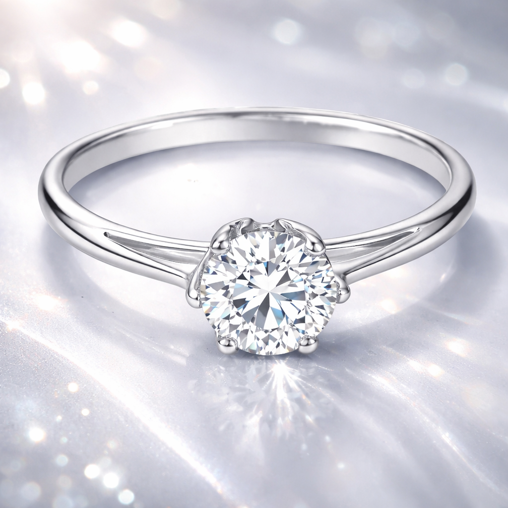 Bague Solitaire Zirconium 6 mm – Argent 925 Rhodié