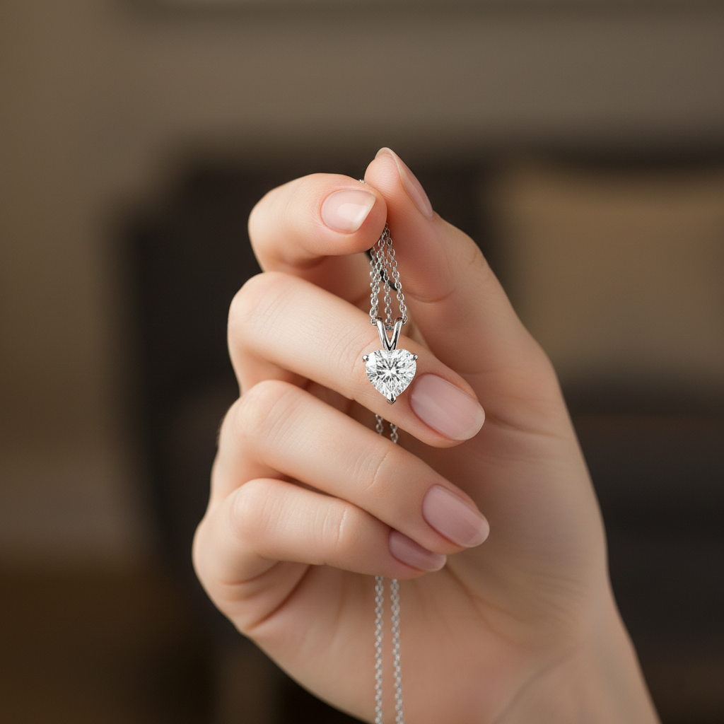 Collier Cœur en Argent 925 Rhodié & Zirconium