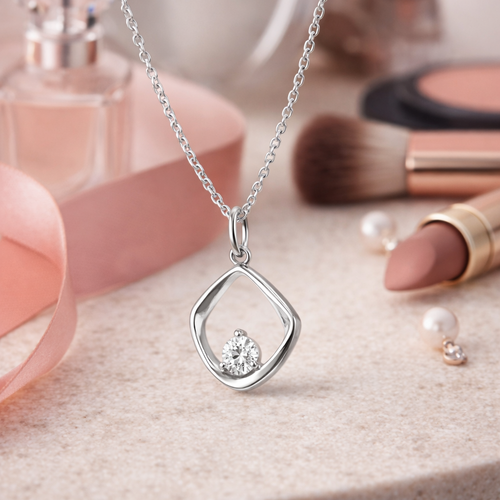 Collier Argent 925 Rhodié & Zirconium – Élégance Moderne