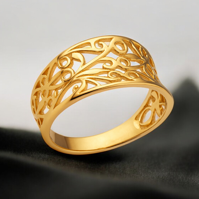Bague Filigrane en Plaqué Or | Bijou Élégant & Durable