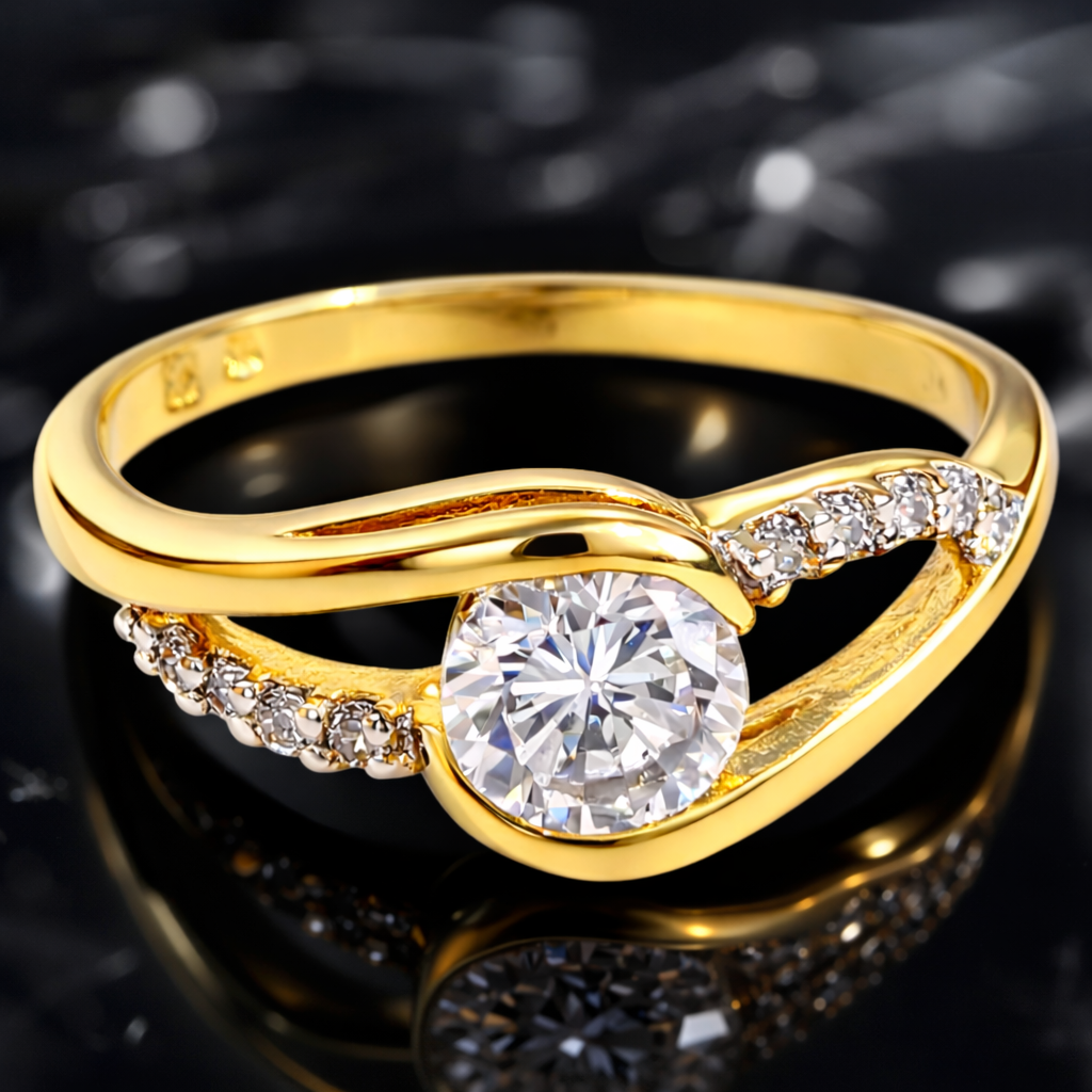 Bague Éclat – Plaqué Or 18 Carats & Zirconium