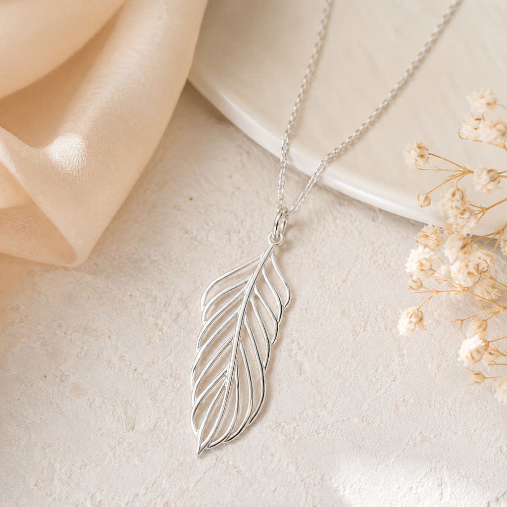 Collier Plume Argent 925 Massif
