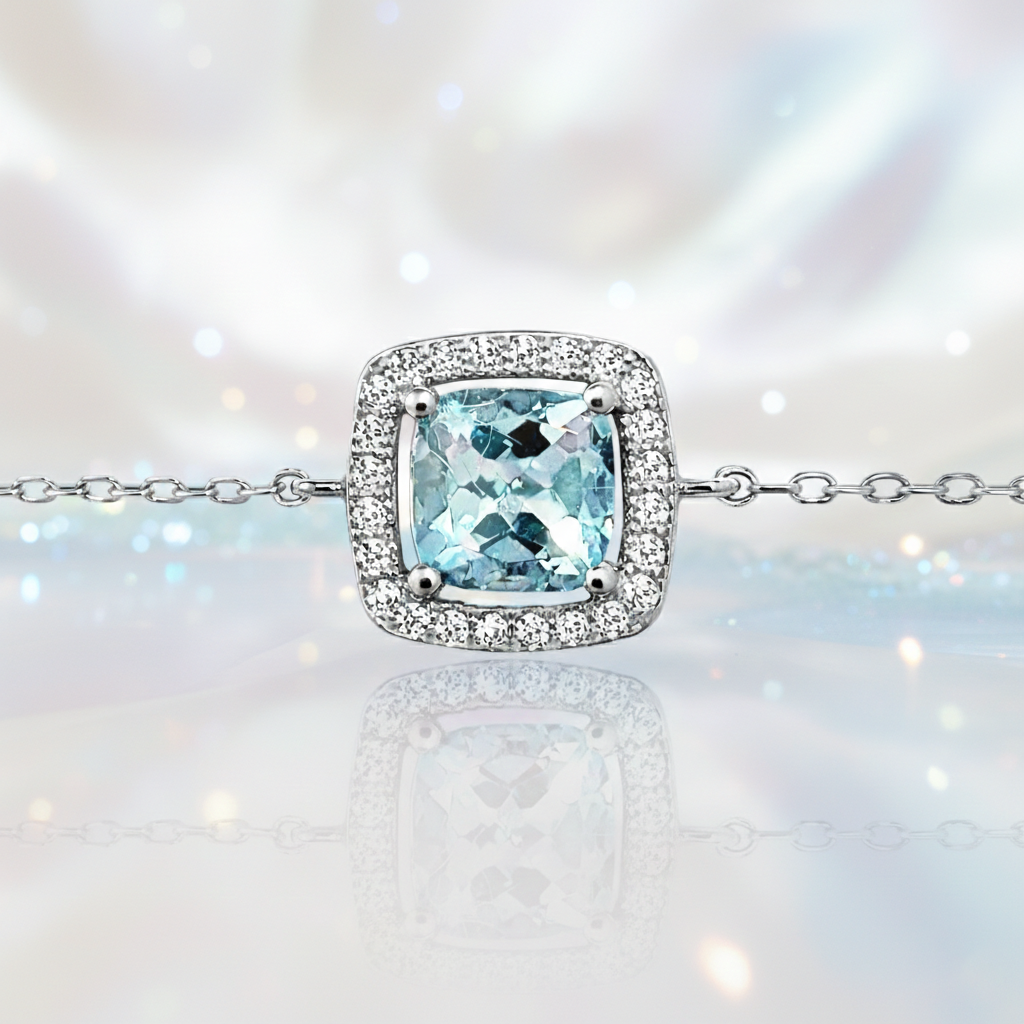 Bracelet Topaze Bleue & Zirconiums – Argent 925 Rhodié