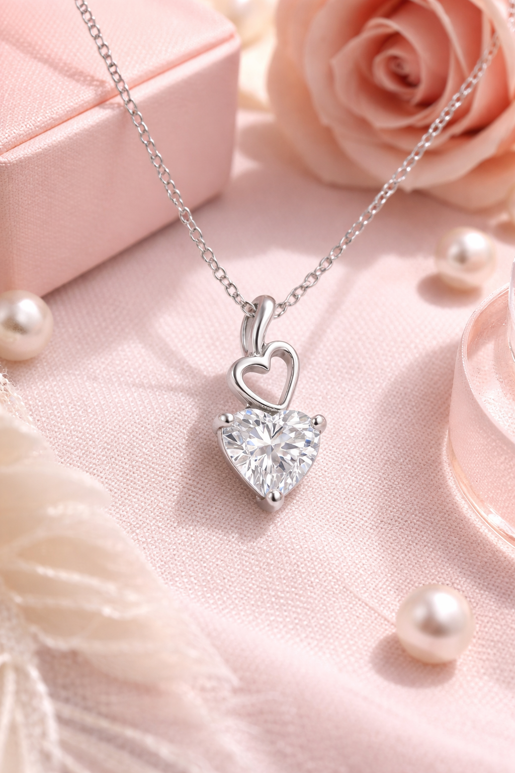 Collier Cœur Brillant – Argent 925 & Zirconium