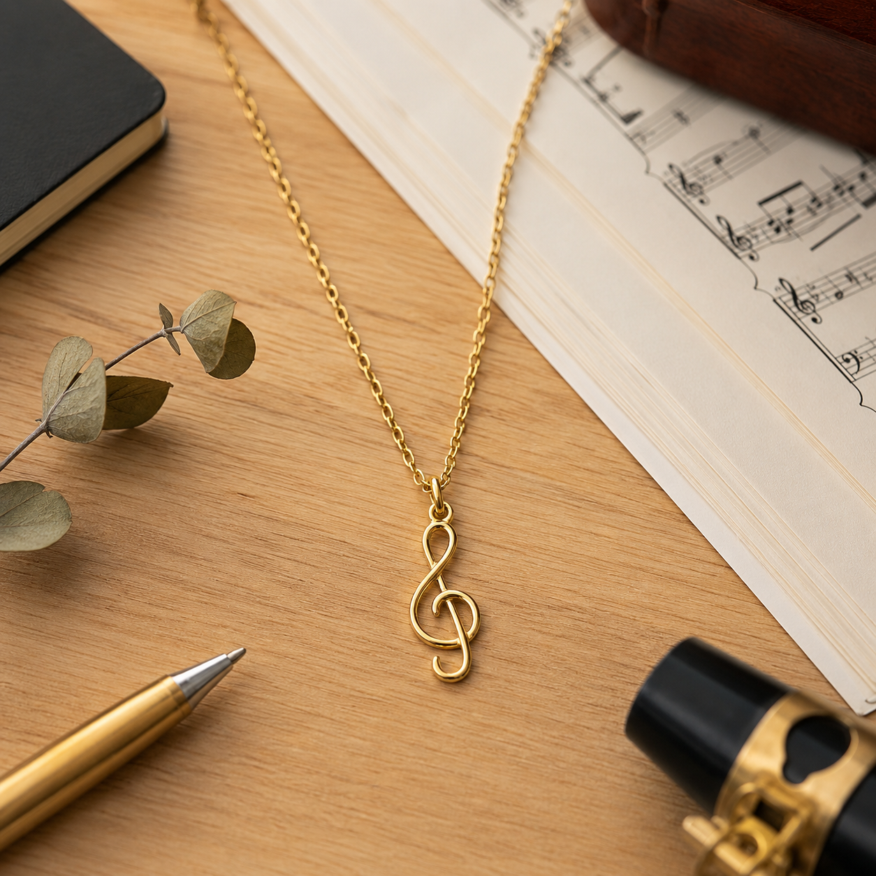 Collier Clé de Sol en Plaqué Or Jaune 18 Carats – Mixte