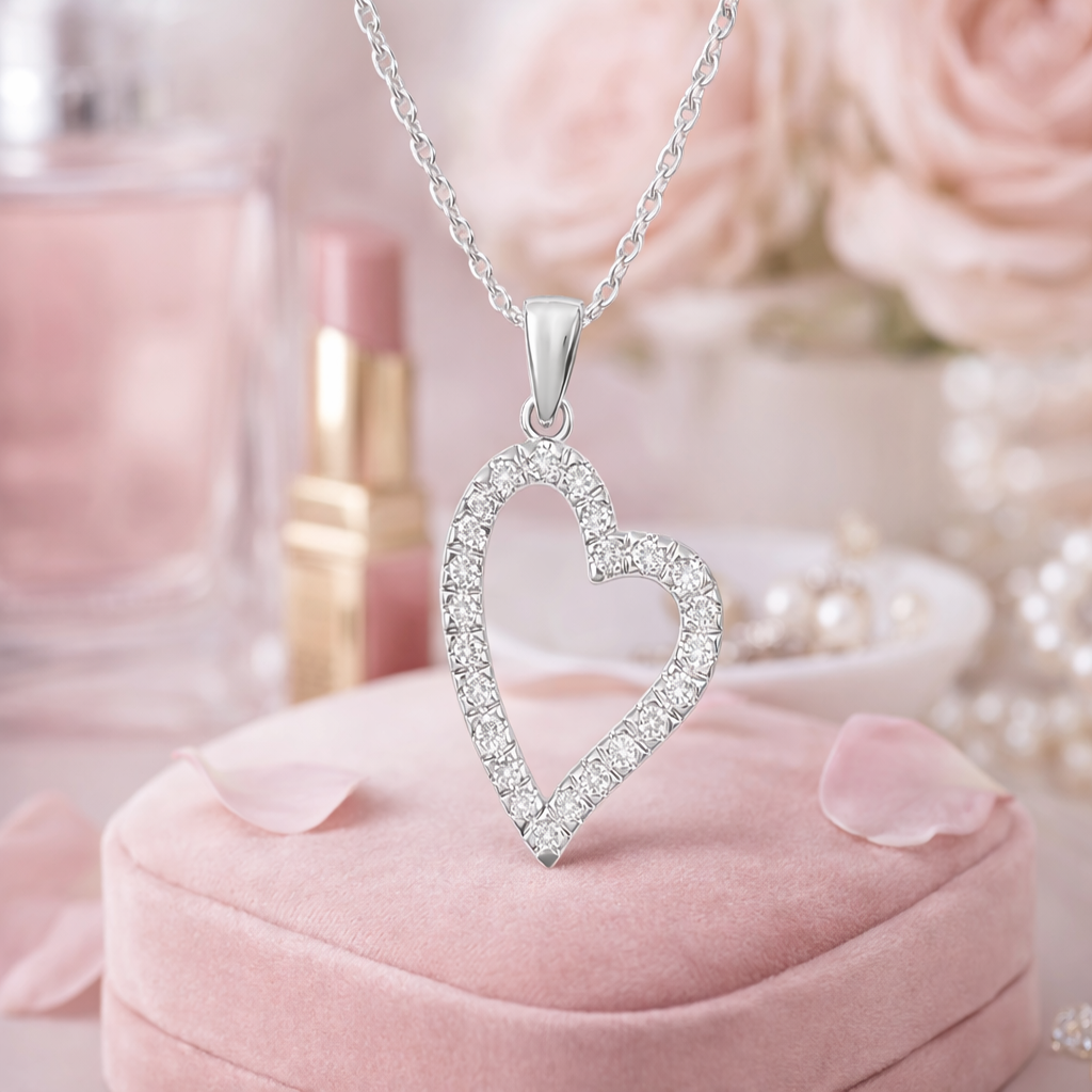 Collier Cœur Éclat – Argent 925 Rhodié & Zirconium