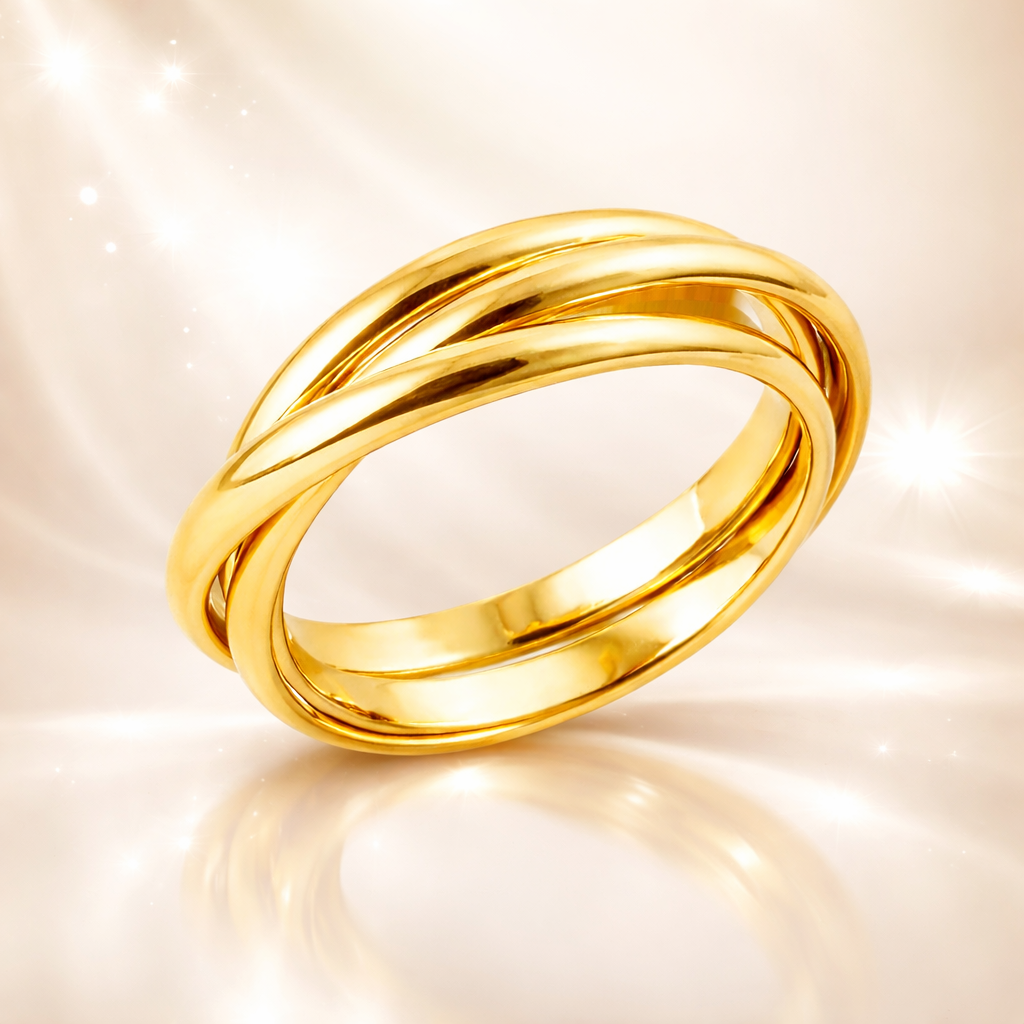 Bague 3 anneaux entrelacés – Plaqué or 18 carats