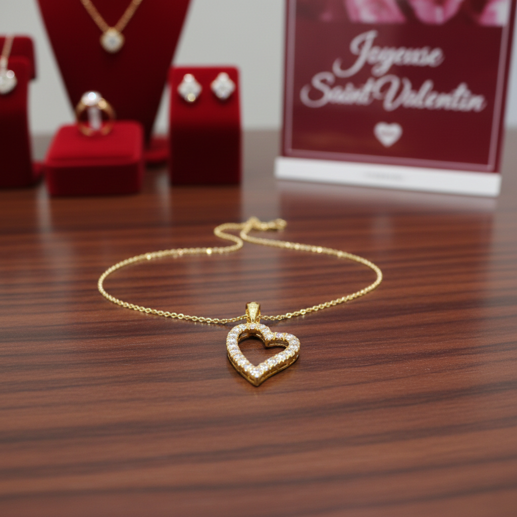 Collier Cœur Éclat – Plaqué Or 18 Carats & Zirconiums