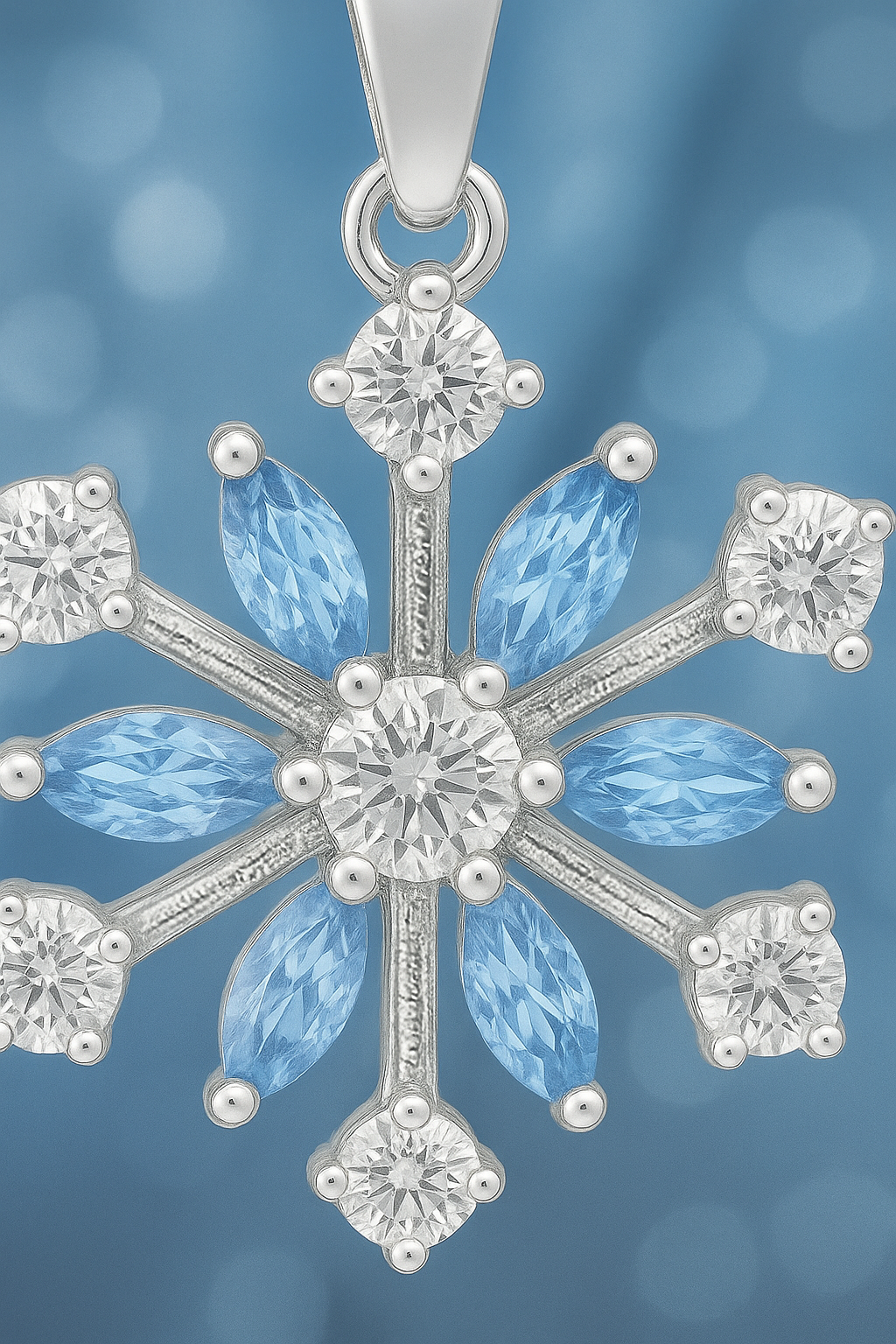 Collier Flocon Argent 925 Rhodié & Zirconium