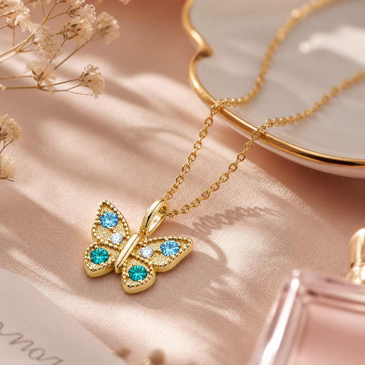Collier Papillon – Plaqué Or 18K & Zirconium