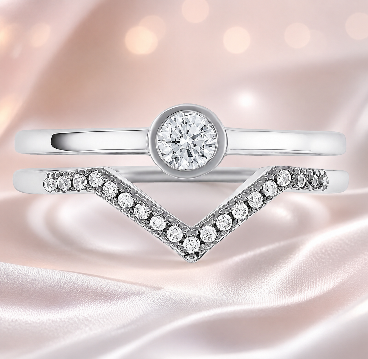 Bague Double Élégance Argent 925 Rhodié & Zirconiums
