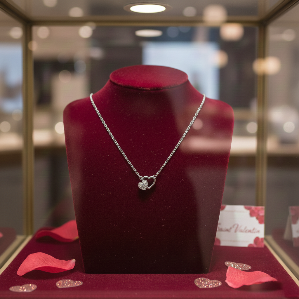 Collier Double Cœur – Argent 925 & Zirconium