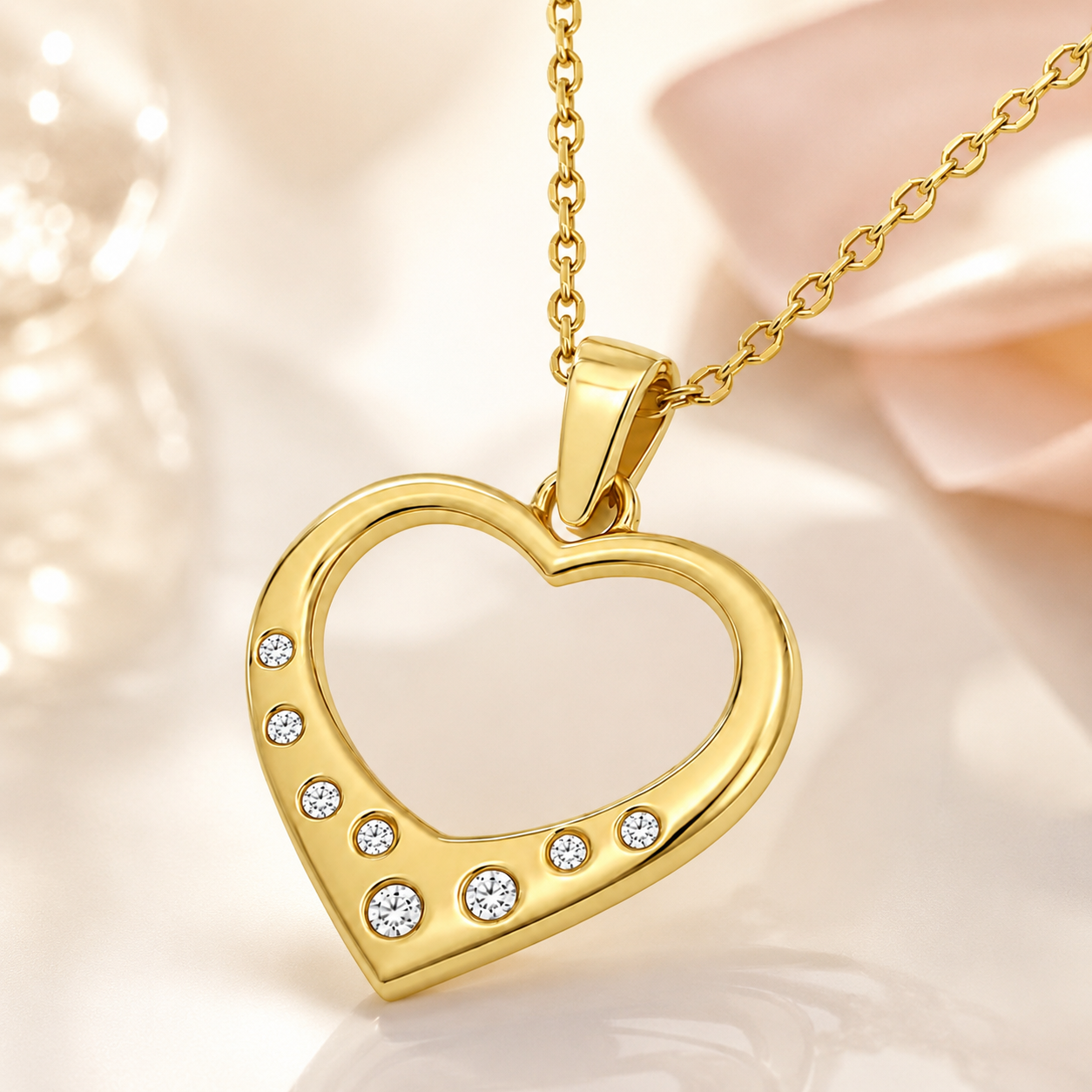 Collier Cœur Zirconia Plaqué Or Jaune 18 Carats
