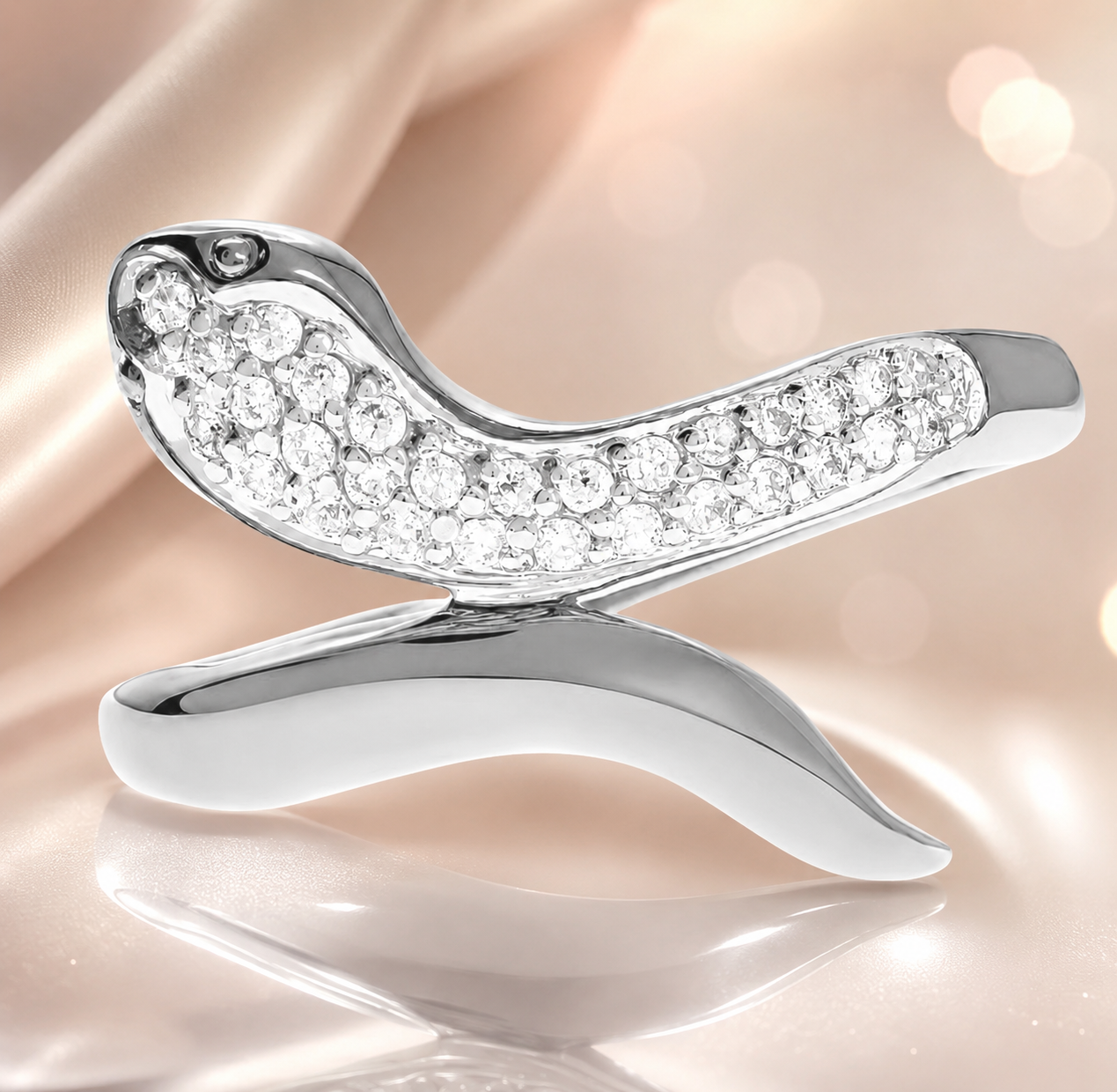 Bague Serpent Argent 925 Rhodiée & Zirconiums