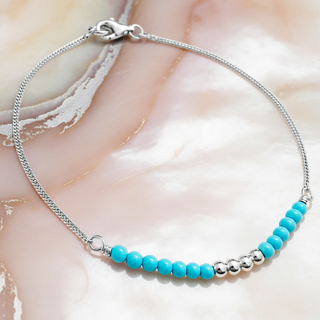Bracelet Argent 925 & Perles Turquoises