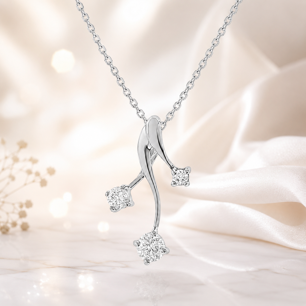 Collier Argent 925 Rhodié & Zirconiums Élégance Croisée