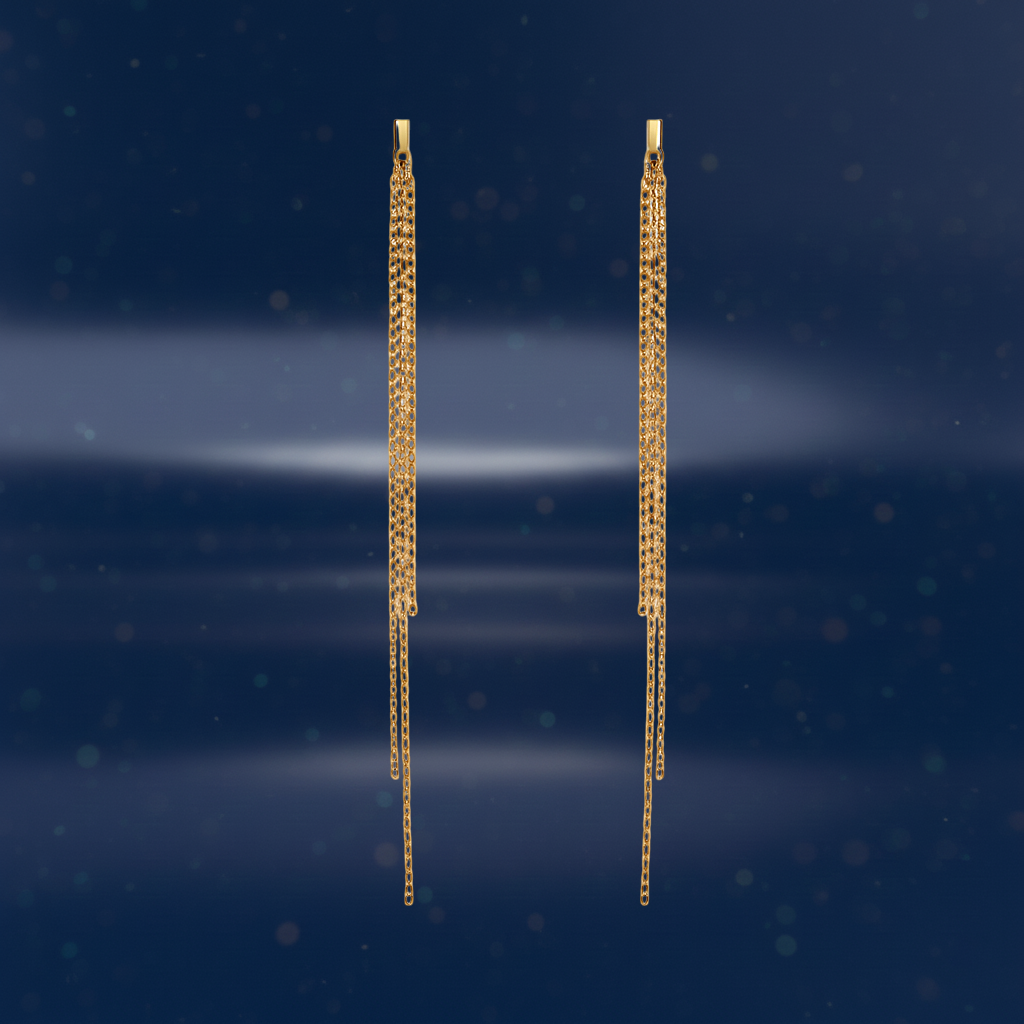 Boucles d’oreilles plaqué or – Trio de fines chaînes