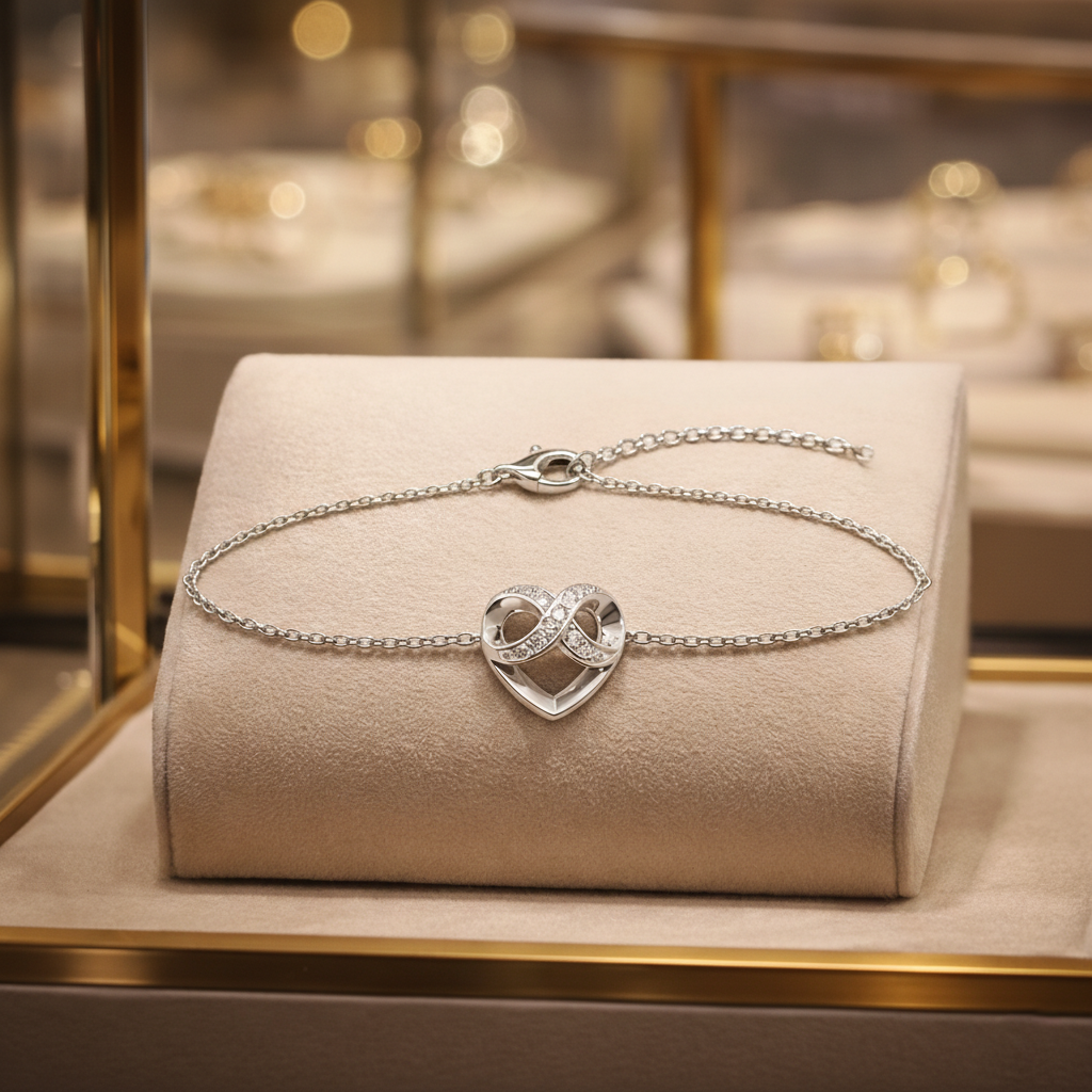Bracelet Cœur Infini en Argent 925 & Zirconium