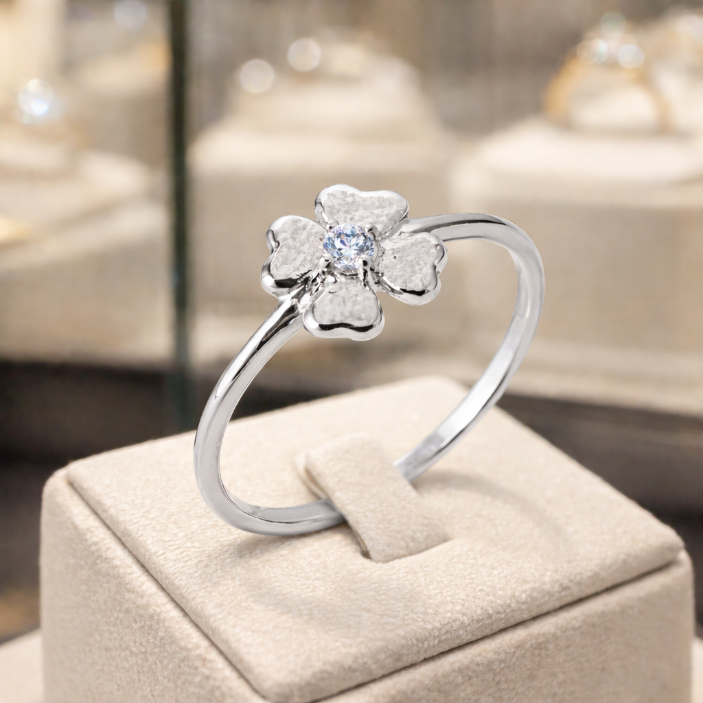 Bague Trèfle en Argent 925 & Zirconium