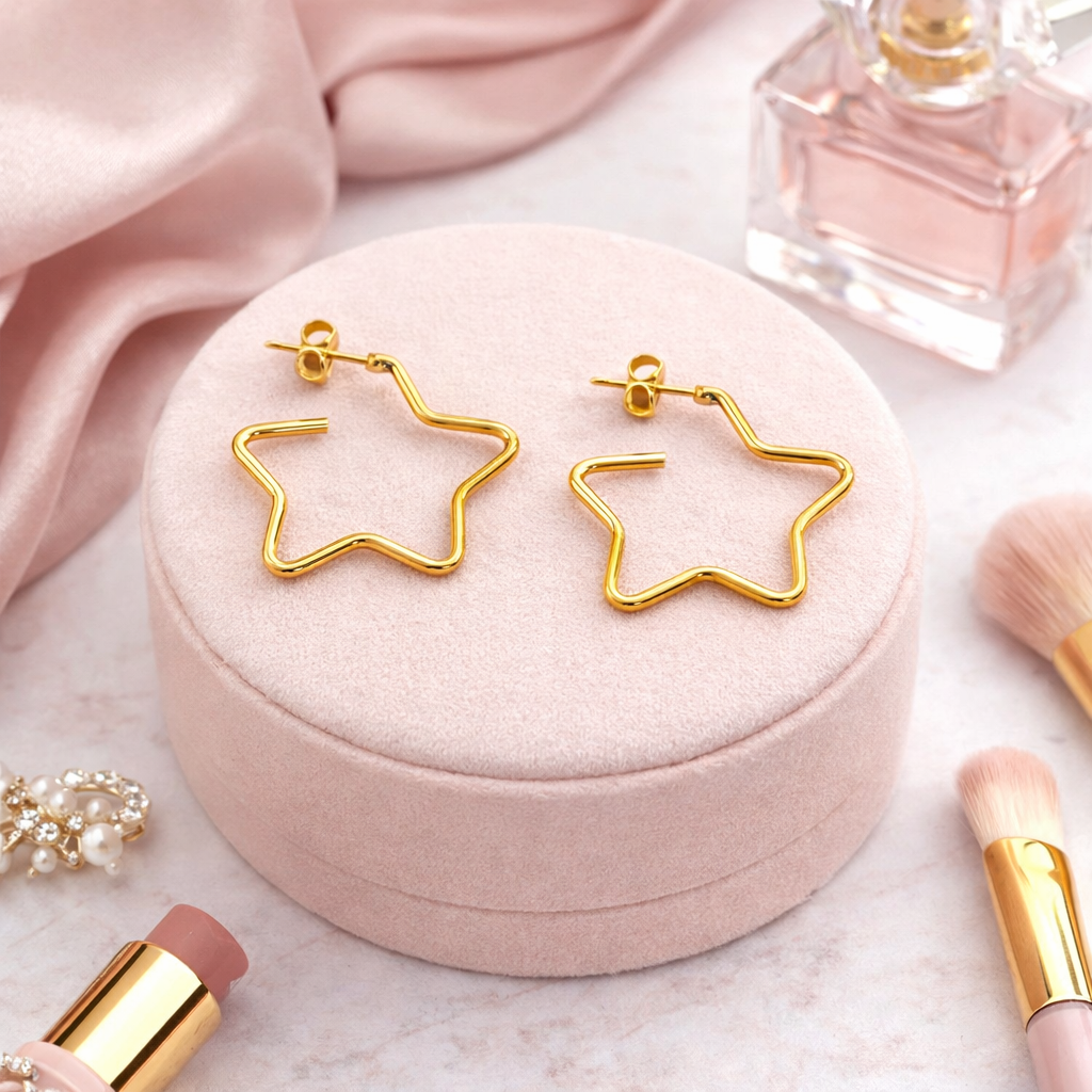 Boucles d’oreilles Étoiles – Plaqué Or 18 Carats