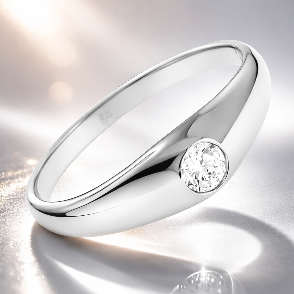 Bague Argent 925 Rhodié & Zirconium 3,5 mm – Élégance Minimaliste