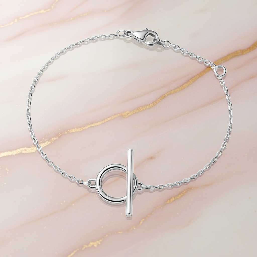 Bracelet anneau & barre – Argent 925 rhodié