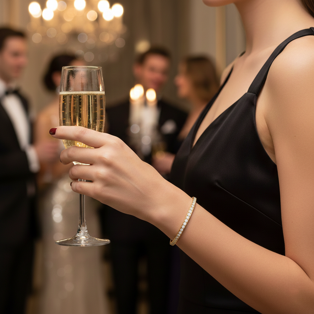 Bracelet Jonc Luxuria – Plaqué Or 18 Carats & Zirconium