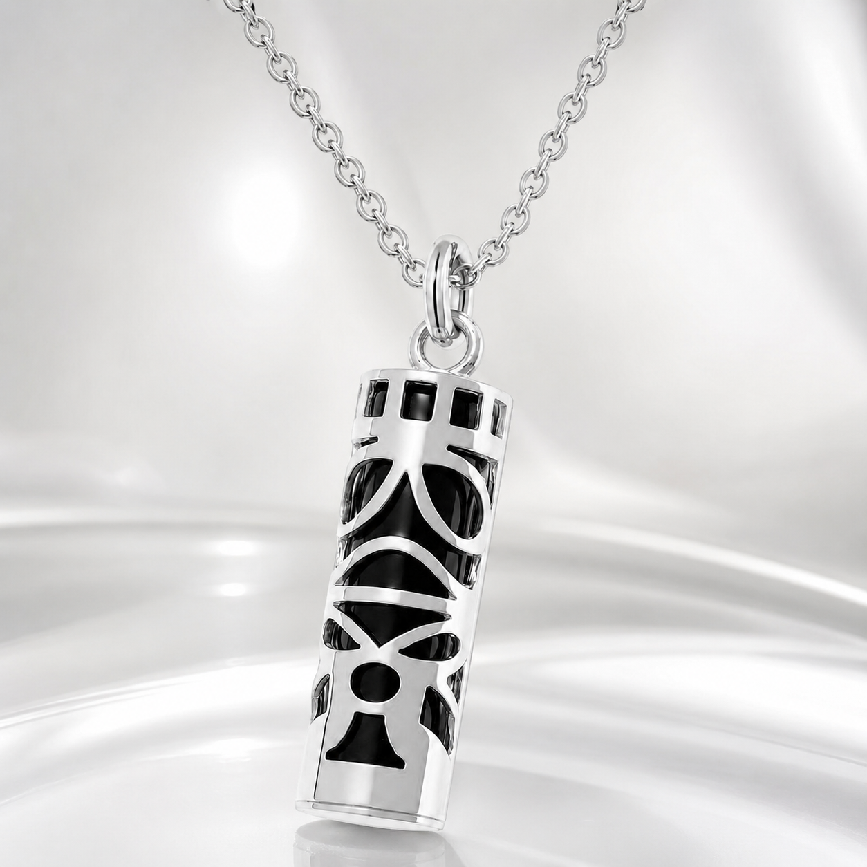 Collier Grand Tiki en Argent 925 & onyx noir – Mixte