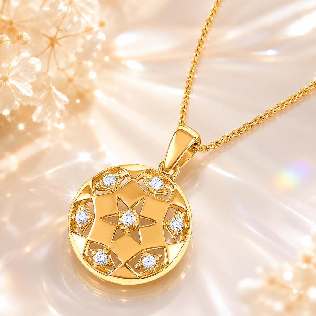 Collier Étoile – Plaqué Or Jaune 18 Carats & Zirconiums